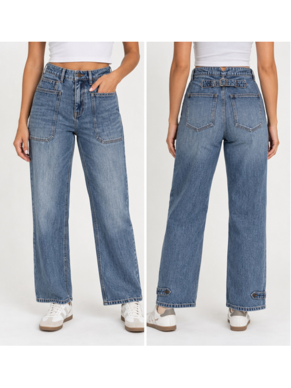 Free People X Sandrine Rose Wide Leg Button Fly Distressed Denim Jeans 25